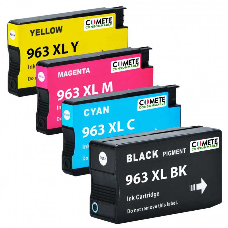 1 Pack de 4 cartouches compatibles avec HP 963XL BKCMJ, HP