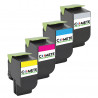 4 Toners compatibles LEXMARK 802 - 1 Noir + 1 Cyan + 1 Magenta + 1 Jaune, LEXMARK