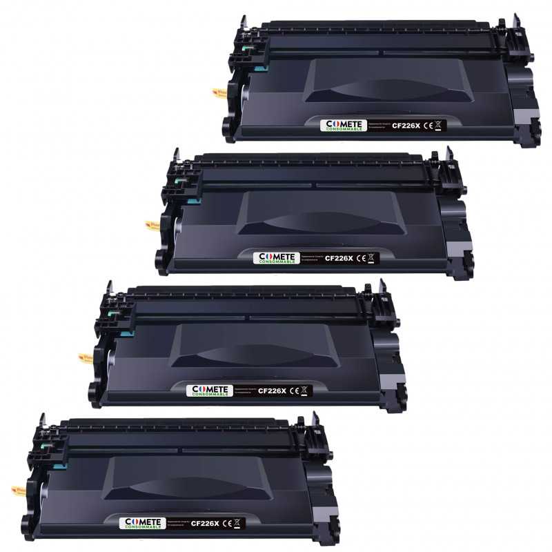 4 Toners compatibles HP 26A CF226X Noir, HP 4 Toners compatibles HP 26A CF226X Noir, HP