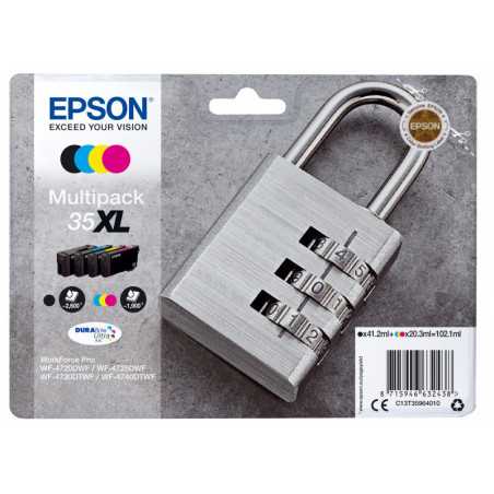Epson Multipack 35XL Encres DURABrite Ultra - 1 Noir + 1 Cyan + 1 Magenta + 1 Jaune ( 102,1ml)