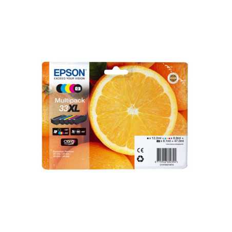 Epson Multipack Oranges 33XL Encres - 1 Photo Noir + 1 Noir + 1 Cyan + 1 Magenta + 1 Jaune  (47ml)