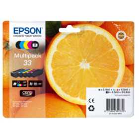 EPSON Multipack Oranges 33 Encres 1 Photo Noir + 1 Noir + 1 Cyan + 1 Magenta + 1 Jaune 24,4ml, Racine