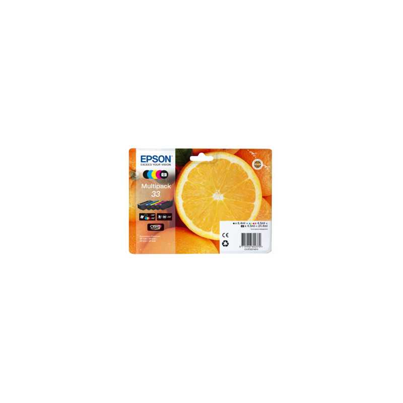 EPSON Multipack Oranges 33 Encres 1 Photo Noir + 1 Noir + 1 Cyan + 1 Magenta + 1 Jaune 24,4ml, Racine EPSON Multipack Oranges 33 Encres 1 Photo Noir + 1 Noir + 1 Cyan + 1 Magenta + 1 Jaune 24,4ml, Racine