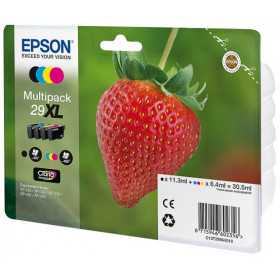 EPSON Multipack Fraise 29XL Encre Claria Home 1 Noir + 1 Cyan + 1 Magenta + 1 Jaune 30,5ml, Racine