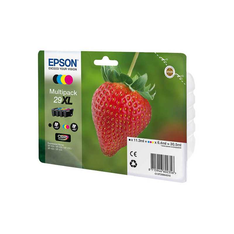 EPSON Multipack Fraise 29XL Encre Claria Home 1 Noir + 1 Cyan + 1 Magenta + 1 Jaune 30,5ml, Racine EPSON Multipack Fraise 29XL Encre Claria Home 1 Noir + 1 Cyan + 1 Magenta + 1 Jaune 30,5ml, Racine