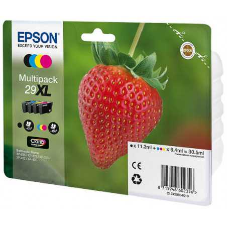 EPSON Multipack Fraise 29XL Encre Claria Home 1 Noir + 1 Cyan + 1 Magenta + 1 Jaune 30,5ml, Racine