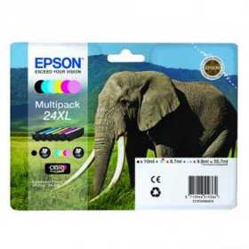 EPSON Multipack Eléphant 24XL Claria Photo HD 1 Noir + 1 Cyan + 1 Magenta + 1 Jaune 55,7ml, Racine