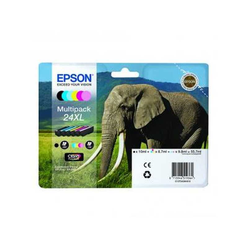EPSON Multipack Eléphant 24XL Claria Photo HD 1 Noir + 1 Cyan + 1 Magenta + 1 Jaune 55,7ml, Racine EPSON Multipack Eléphant 24XL Claria Photo HD 1 Noir + 1 Cyan + 1 Magenta + 1 Jaune 55,7ml, Racine