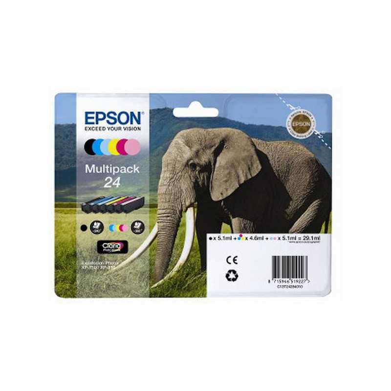 EPSON Multipack Eléphant 24 Claria Photo HD 1 Noir + 1 Cyan + 1 Magenta + 1 Jaune 29,1ml, Racine EPSON Multipack Eléphant 24 Claria Photo HD 1 Noir + 1 Cyan + 1 Magenta + 1 Jaune 29,1ml, Racine