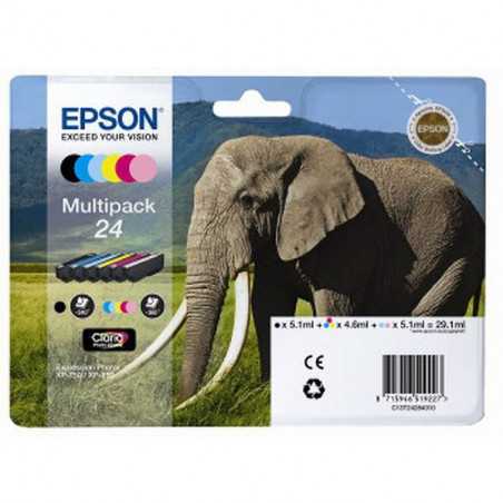 EPSON Multipack Eléphant 24 Claria Photo HD 1 Noir + 1 Cyan + 1 Magenta + 1 Jaune 29,1ml, Racine