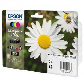 EPSON Multipack Pâquerette 18 XL Encres Claria Home 1 Noir + 1 Cyan + 1 Magenta + 1 Jaune 31,3ml, Racine