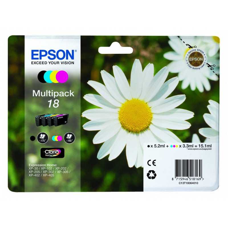 EPSON Multipack Pâquerette 18 Encres Claria Home 1 Noir + 1 Cyan + 1 Magenta + 1 Jaune 15,1ml, Racine EPSON Multipack Pâquerette 18 Encres Claria Home 1 Noir + 1 Cyan + 1 Magenta + 1 Jaune 15,1ml, Racine