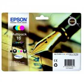 EPSON Cartouche Multipack Stylo à plume 16 Encre 1 Noir + 1 Cyan + 1 Magenta + 1 Jaune 14,7ml, Racine