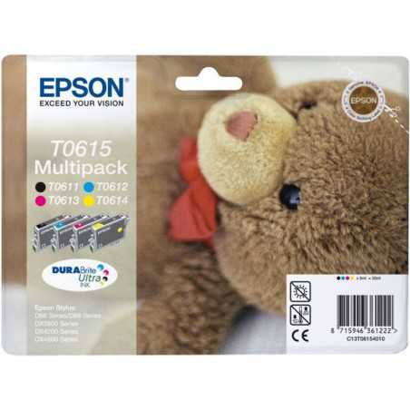 EPSON Multipack Ourson T0615 Encres DURABrite Ultra 1 Noir + 1 Cyan + 1 Magenta + 1 Jaune  32ml