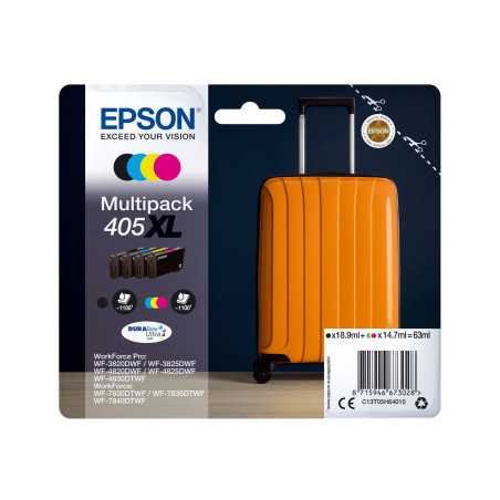 EPSON Multipack Etoile de mer 405 XL Encre  1 Noir + 1 Cyan + 1 Magenta + 1 jaune 1x4,6ml+3x3,3ml