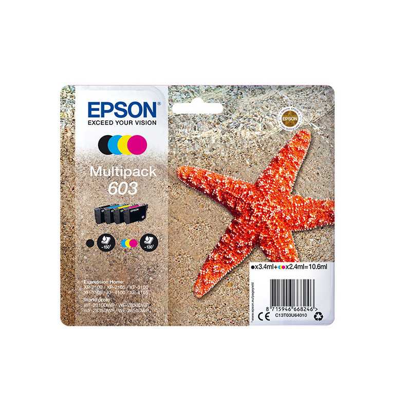 EPSON Multipack Etoile de mer 603 Encre 1 Noir + 1 Cyan + 1 Magenta + 1 jaune 1x4,6ml+3x3,3ml, Racine