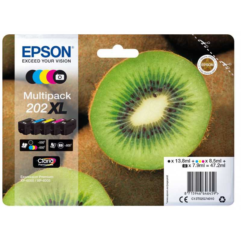 EPSON Multipack Kiwi 202XL Encre Noir + Cyan + Magenta + Jaune 1x13,8ml+3x8,5ml, Racine EPSON Multipack Kiwi 202XL Encre Noir + Cyan + Magenta + Jaune 1x13,8ml+3x8,5ml, Racine