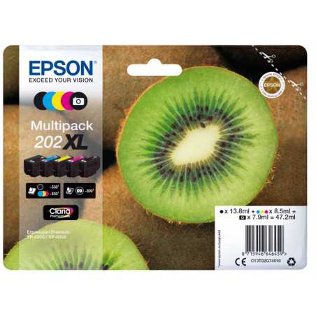 EPSON Multipack Kiwi 202XL Encre Noir + Cyan + Magenta + Jaune 1x13,8ml+3x8,5ml, Racine
