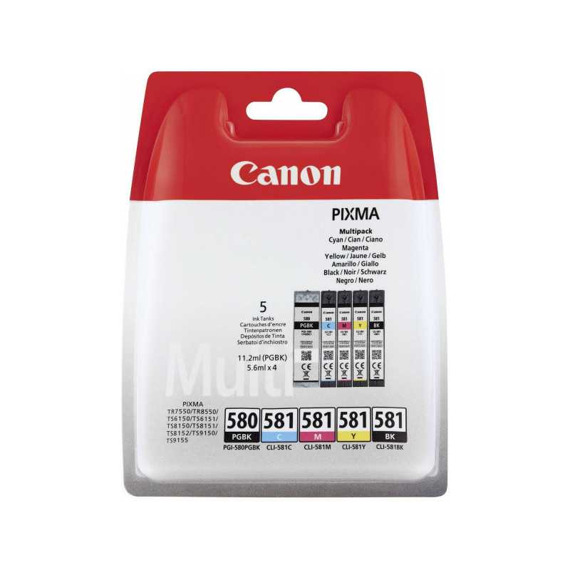 Pack 5 Cartouches d' Encre CANON PGI-580/CLI-581 15ml + 4x7ml, Racine Pack 5 Cartouches d' Encre CANON PGI-580/CLI-581 15ml + 4x7ml, Racine