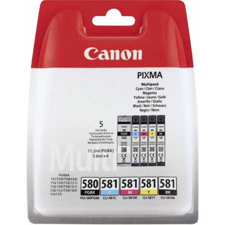 Pack 5 Cartouches d' Encre CANON PGI-580/CLI-581 15ml + 4x7ml, Racine