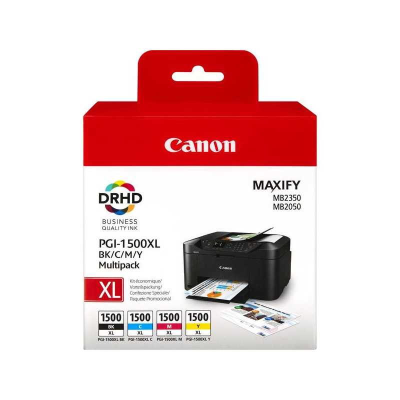 CANON Pack 4 cartouches Encre PGI 1500XL 1 Noir + 1 Cyan + 1 magenta + 1 Jaune 3x12ml+1x34,7ml, Racine CANON Pack 4 cartouches Encre PGI 1500XL 1 Noir + 1 Cyan + 1 magenta + 1 Jaune 3x12ml+1x34,7ml, Racine
