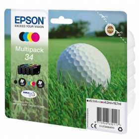 EPSON Pack 4 cartouches Golf 34 Encre 1 Noir + 1 Cyan + 1 Magenta + 1 Jaune 1x6,1ml+3x4,2ml, Racine