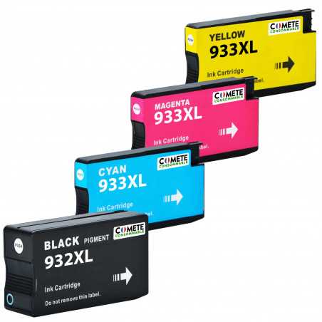 4 Cartouches compatibles HP 932/933XL - 1 Noir + 1 Cyan + 1 Magenta + 1 Jaune, HP