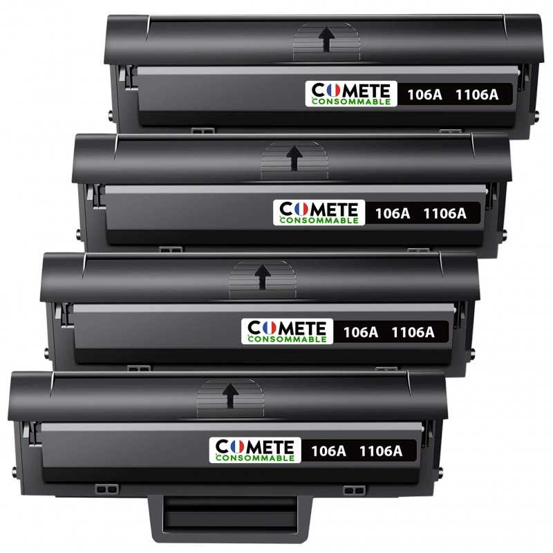 4 Toners compatibles HP 106A 1106A Noir, HP 4 Toners compatibles HP 106A 1106A Noir, HP