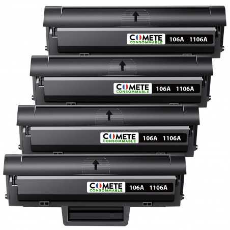 4 Toners compatibles HP 106A 1106A Noir, HP