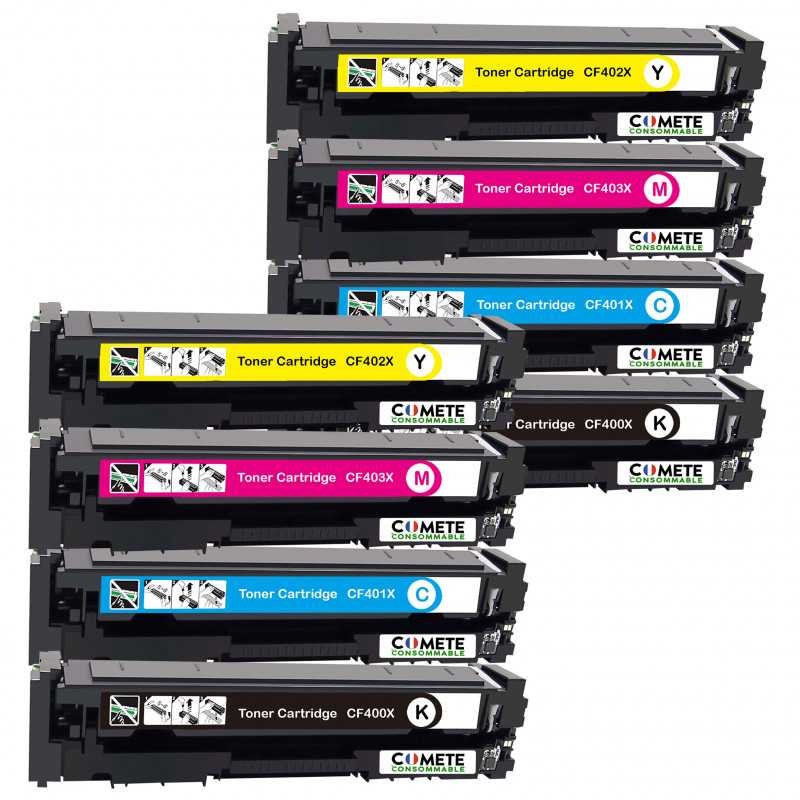 8 Toners compatibles HP 201 - 2 Noir + 2 Cyan + 2 Magenta + 2 Jaune, HP 8 Toners compatibles HP 201 - 2 Noir + 2 Cyan + 2 Magenta + 2 Jaune, HP
