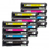 12 Toners compatibles HP 201 - 3 Noir + 3 Cyan + 3 Magenta + 3 Jaune, HP