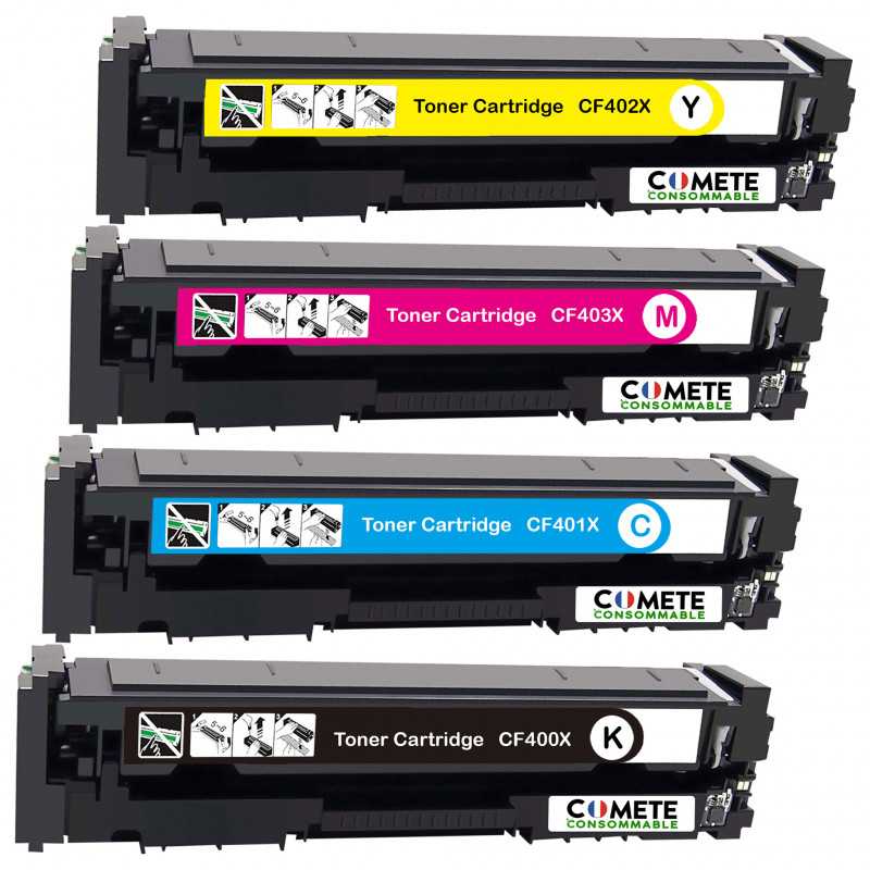 4 Toners compatibles HP 201 - 1 Noir + 1 Cyan + 1 Magenta + 1 Jaune, HP 4 Toners compatibles HP 201 - 1 Noir + 1 Cyan + 1 Magenta + 1 Jaune, HP
