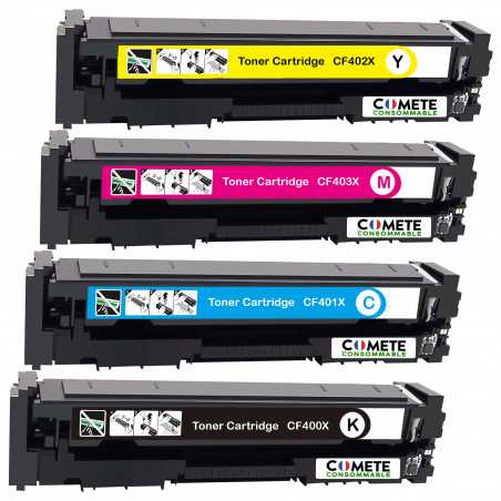 4 Toners compatibles HP 201 - 1 Noir + 1 Cyan + 1 Magenta + 1 Jaune, HP