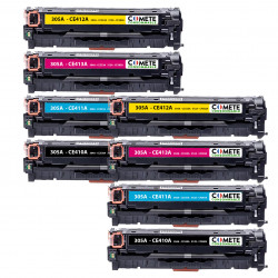 8 Toners Compatibles HP 304/305/312A - 2 Noir + 2 Cyan + 2 Magenta + 2 Jaune, HP