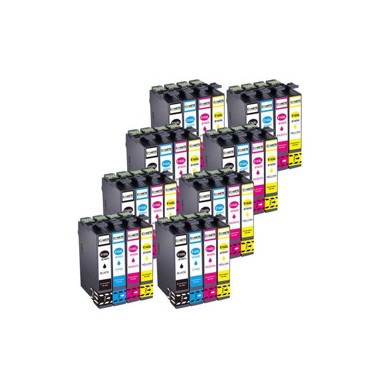 32 Cartouches 16XL compatibles Epson Workforce C13T16214010 - 8 Noir + 8 Cyan + 8 Magenta + 8 Jaune, EPSON