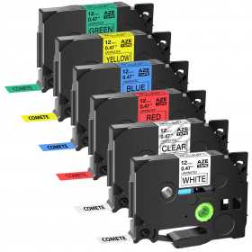 Pack de 6 rubans TZe-131 TZe-231 TZe-431 TZe-531 TZe-631 TZe-731 cassette recharge pour étiqueteuse, Racine