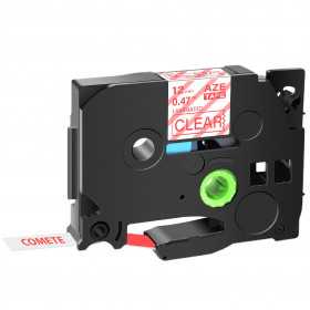 1 Ruban compatible Brother TZe-132  Rouge sur transparent cassette recharge pour étiqueteuse Brother, Racine