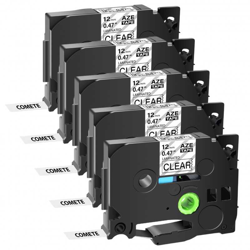 5 Rubans compatible Brother TZe-131 Noir sur transparent cassette recharge pour étiqueteuse Brother, Racine 5 Rubans compatible Brother TZe-131 Noir sur transparent cassette recharge pour étiqueteuse Brother, Racine