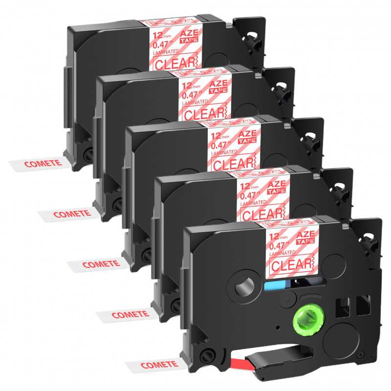 5 Rubans compatible Brother TZe-132 Rouge sur transparent cassette recharge pour étiqueteuse Brothe, Racine 5 Rubans compatible Brother TZe-132 Rouge sur transparent cassette recharge pour étiqueteuse Brothe, Racine