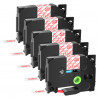 5 Rubans compatible Brother TZe-132  Rouge sur transparent cassette recharge pour étiqueteuse Brothe, Racine