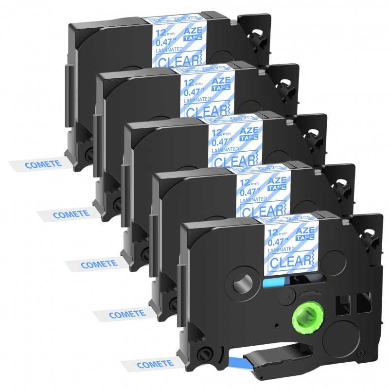 5 Rubans compatible Brother TZe-133 Bleu sur transparent cassette recharge pour étiqueteuse Brother, Racine 5 Rubans compatible Brother TZe-133 Bleu sur transparent cassette recharge pour étiqueteuse Brother, Racine