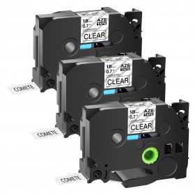 3 Rubans compatible Brother TZe-141  Noir sur transparent cassette recharge pour étiqueteuse Brother, Racine