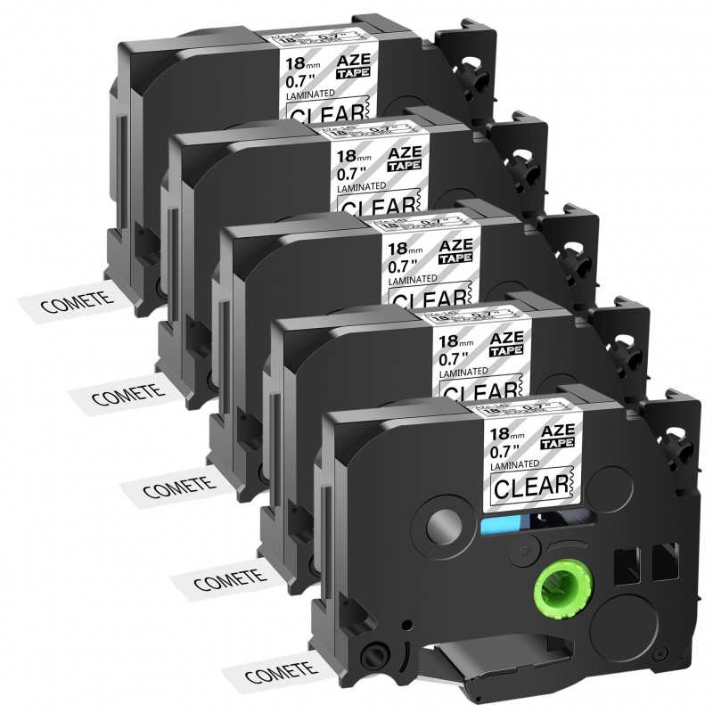 5 Rubans compatible Brother TZe-141 Noir sur transparent cassette recharge pour étiqueteuse Brother, Racine 5 Rubans compatible Brother TZe-141 Noir sur transparent cassette recharge pour étiqueteuse Brother, Racine