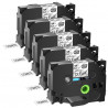 5 Rubans compatible Brother TZe-141  Noir sur transparent cassette recharge pour étiqueteuse Brother, Racine