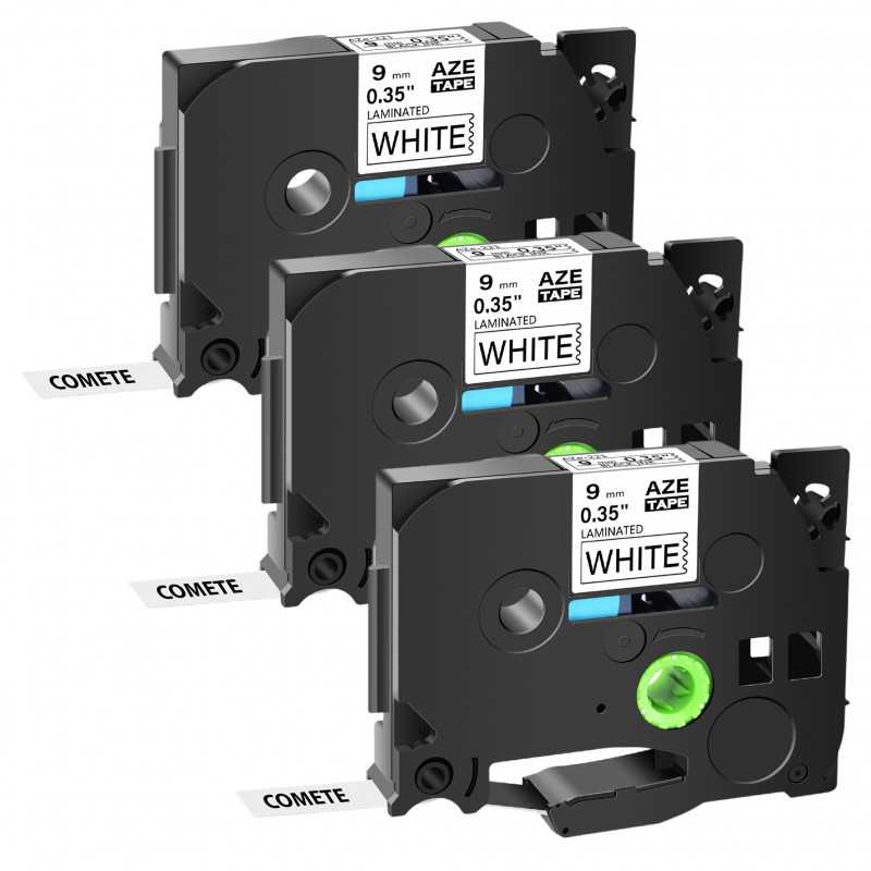 3 Rubans compatible Brother TZe-221 Noir sur Blanc cassette recharge pour étiqueteuse Brother, Racine 3 Rubans compatible Brother TZe-221 Noir sur Blanc cassette recharge pour étiqueteuse Brother, Racine
