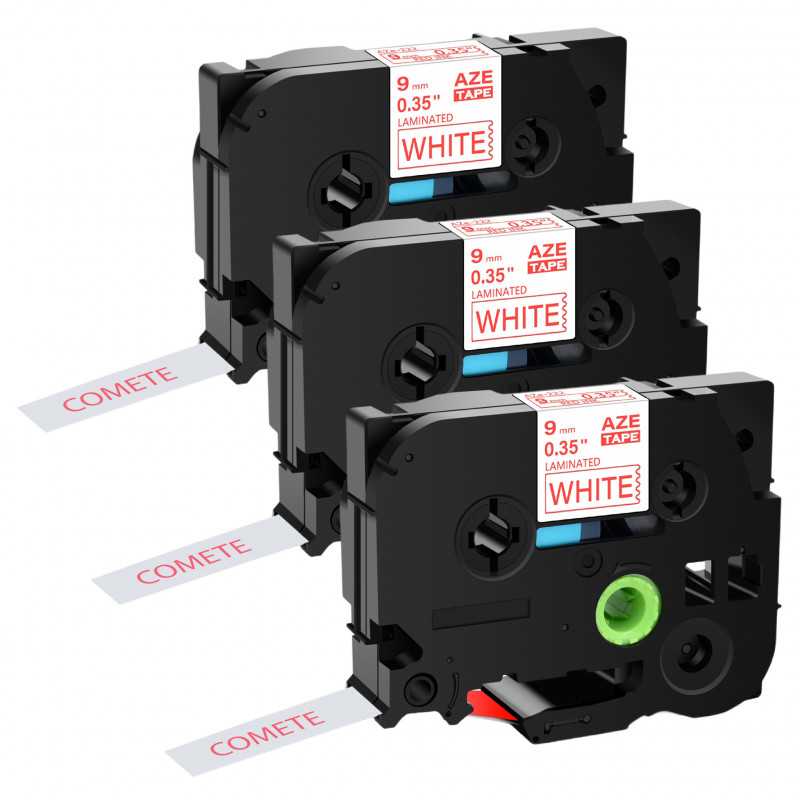 3 Rubans compatible Brother TZe-222 Rouge sur Blanc cassette recharge pour étiqueteuse Brother, Racine 3 Rubans compatible Brother TZe-222 Rouge sur Blanc cassette recharge pour étiqueteuse Brother, Racine