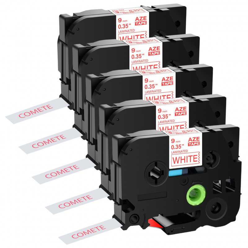 5 Rubans compatible Brother TZe-222 Rouge sur Blanc cassette recharge pour étiqueteuse Brother, Racine 5 Rubans compatible Brother TZe-222 Rouge sur Blanc cassette recharge pour étiqueteuse Brother, Racine