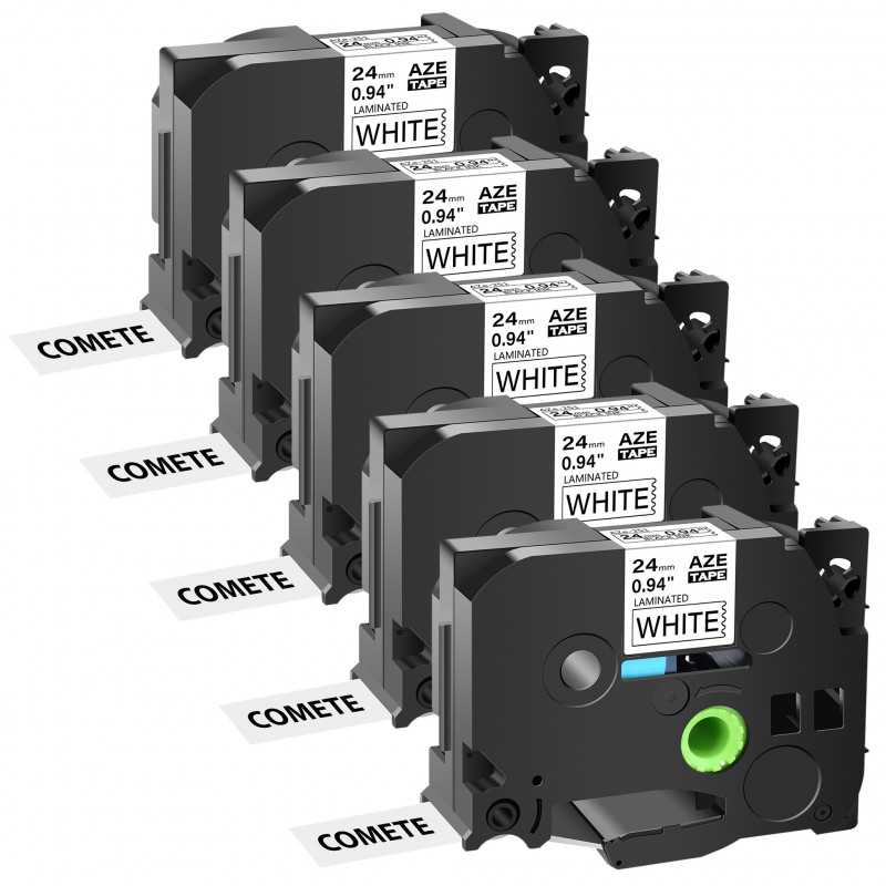 5 Rubans compatible Brother TZe-251 Noir sur Blanc cassette recharge pour étiqueteuse Brother, Racine 5 Rubans compatible Brother TZe-251 Noir sur Blanc cassette recharge pour étiqueteuse Brother, Racine