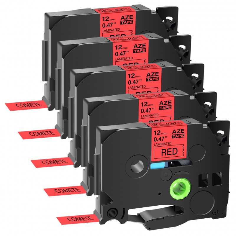 5 Rubans compatible Brother TZe-431 Noir sur Rouge cassette recharge pour étiqueteuse Brother, Racine