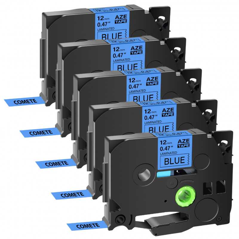 5 Rubans compatible Brother TZe-531 Noir sur Bleu cassette recharge pour étiqueteuse Brother, Racine